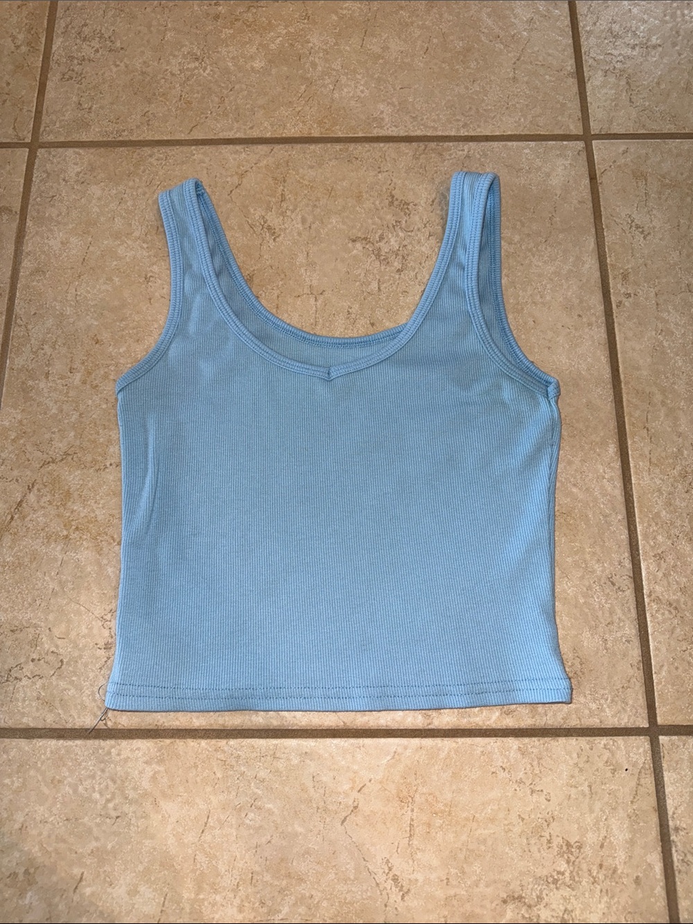 Classic Light Blue Ribbed Tank Top - Women